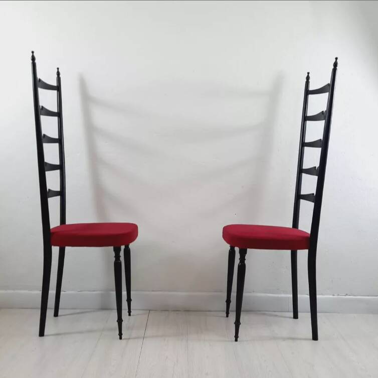 Pair of chiavarine chairs 40/50s high backrest