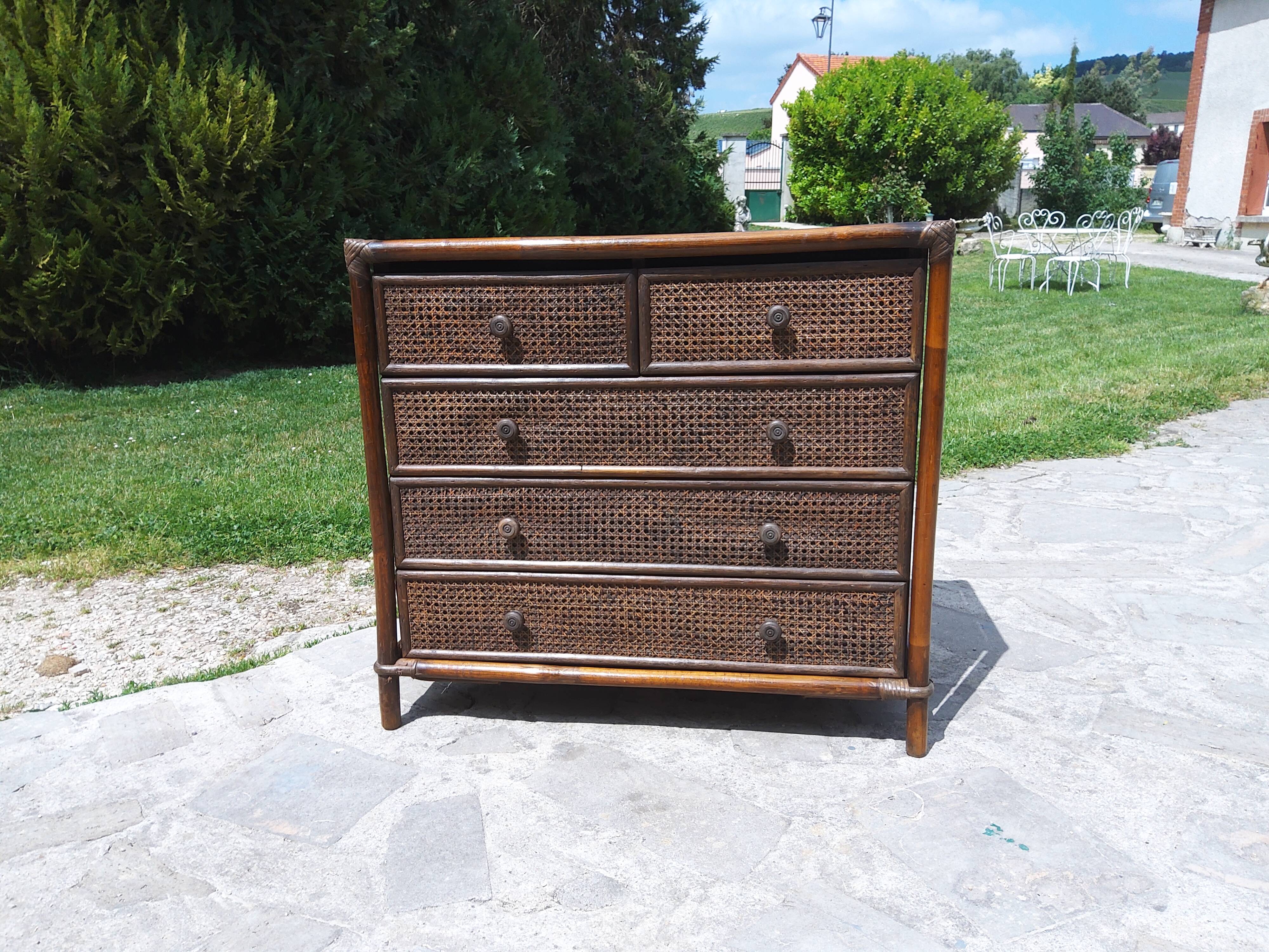 Rattan chest of drawers