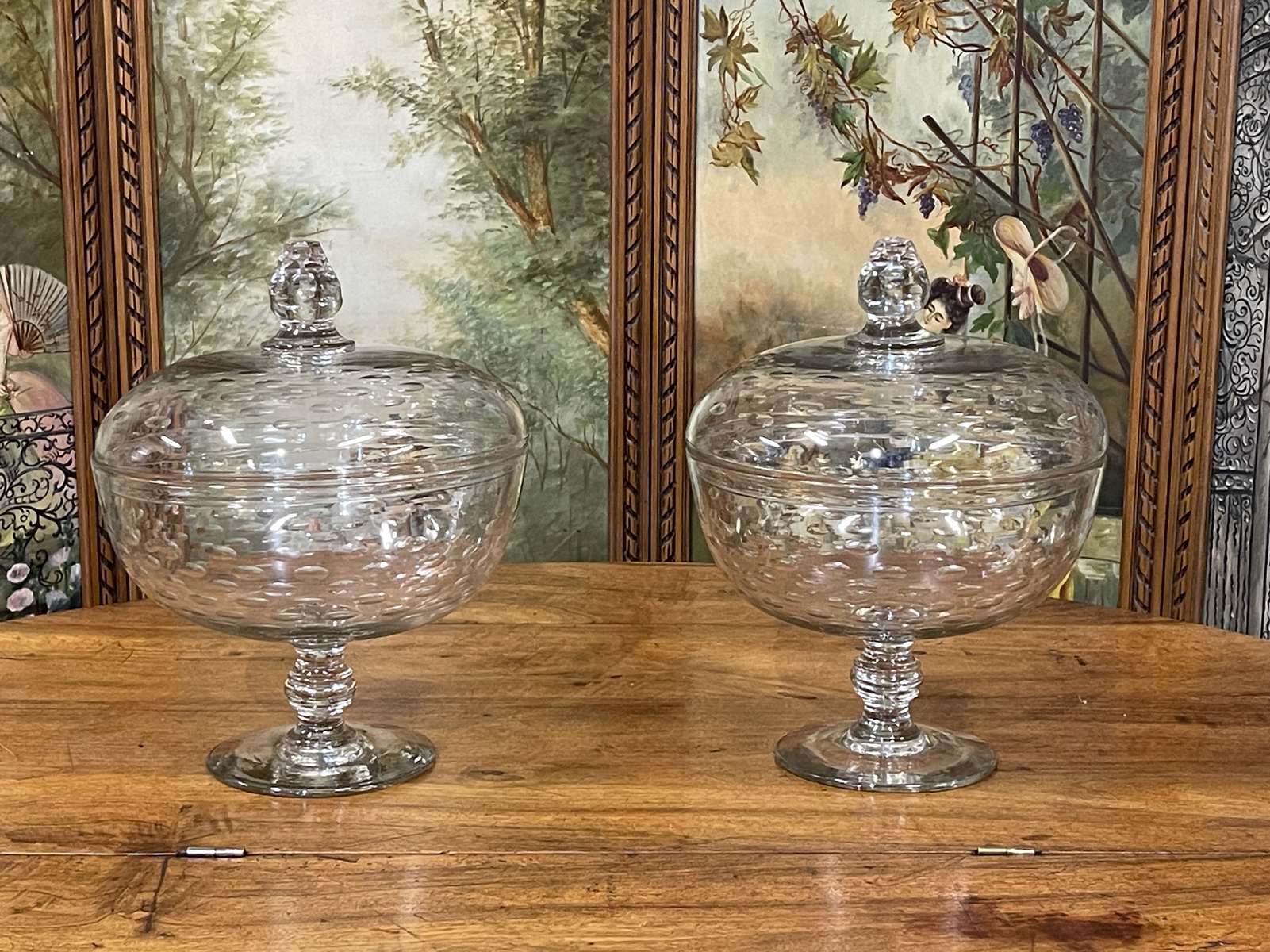 Pair of large blown glass drapes of the nineteenth century
