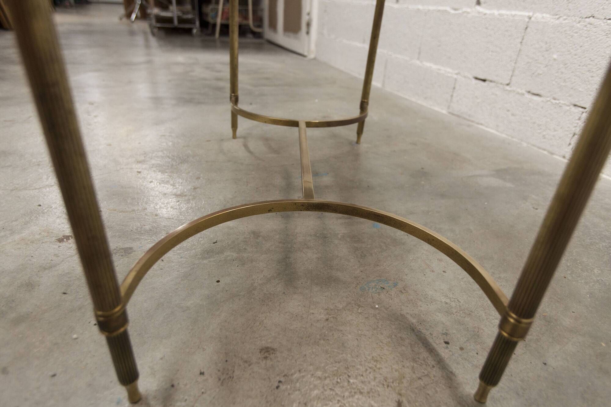 Gold brass coffee table with smoked glass 1970