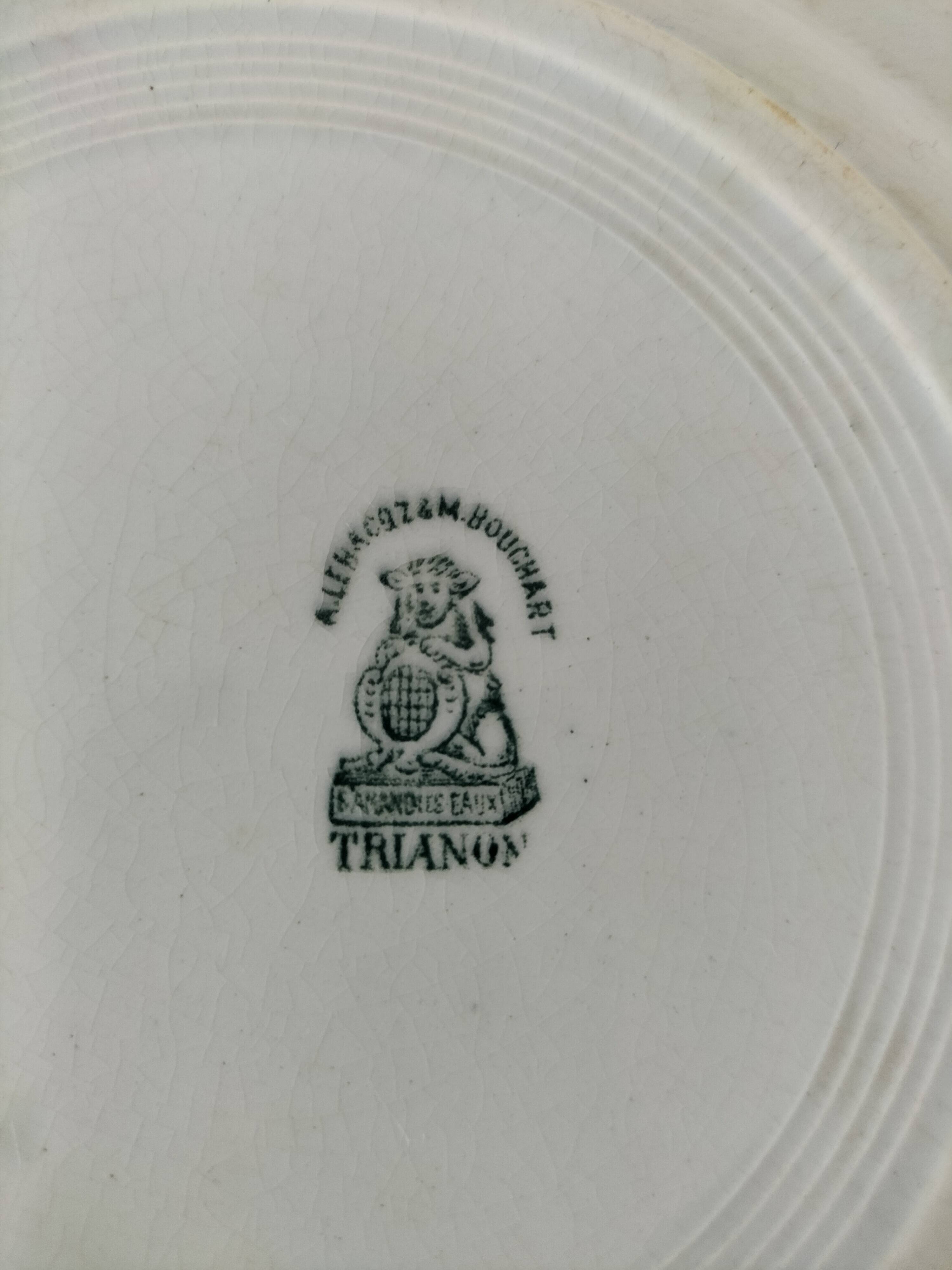 ironstone plate, A. Lebacqz & M. Bouchart earthenware factory, Trianon model