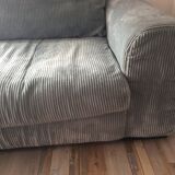 Sky blue ribbed 3-seater sofa