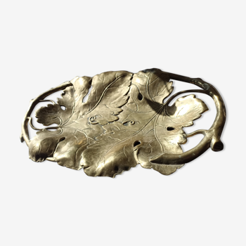 Solid brass tray - Vine leaves