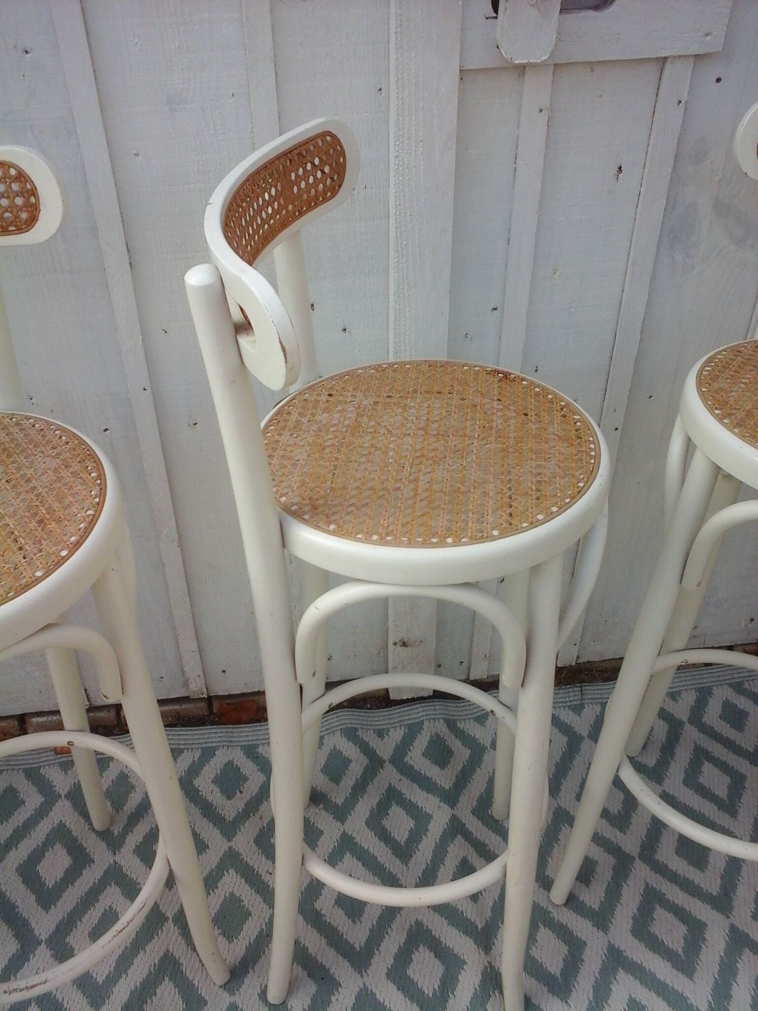 3 high bar cane chairs