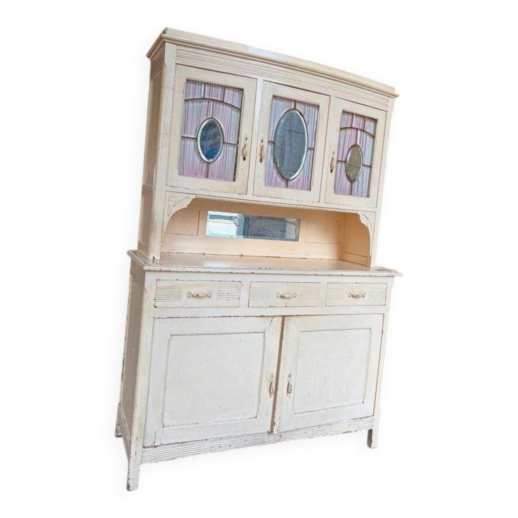 Buffet vintage blanc cassé / meuble de brocante