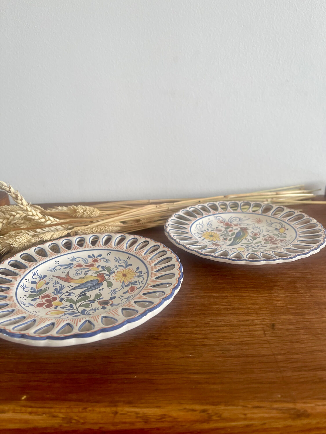 Pair of Rouen earthenware plates