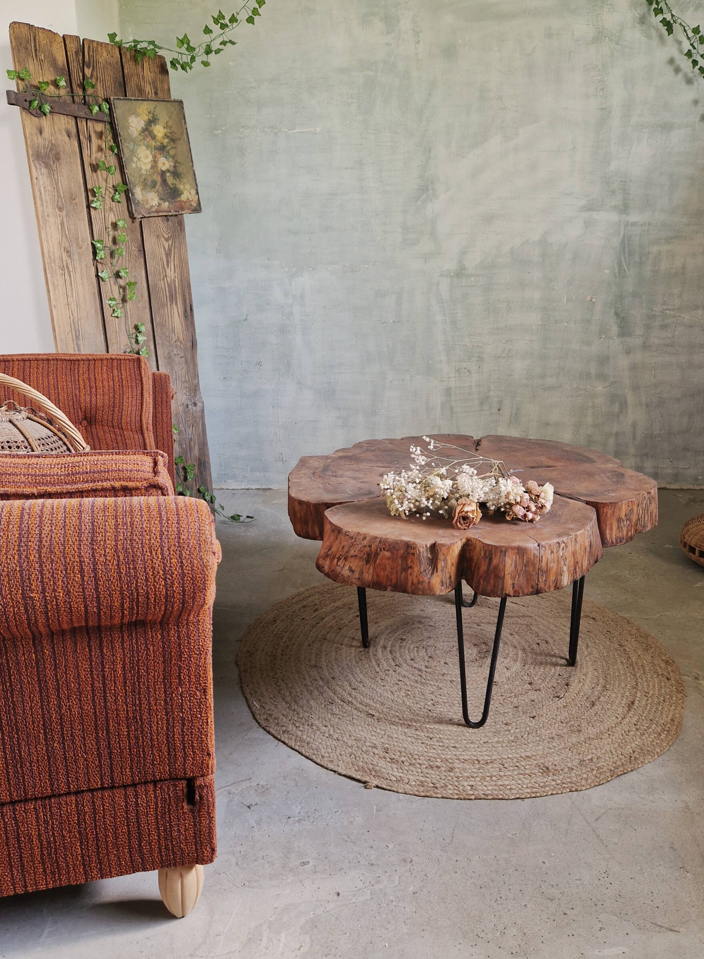 Table basse en bois et métal