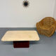 Travertine coffee table with wooden legs, Italian design from the 1970s, vintage.