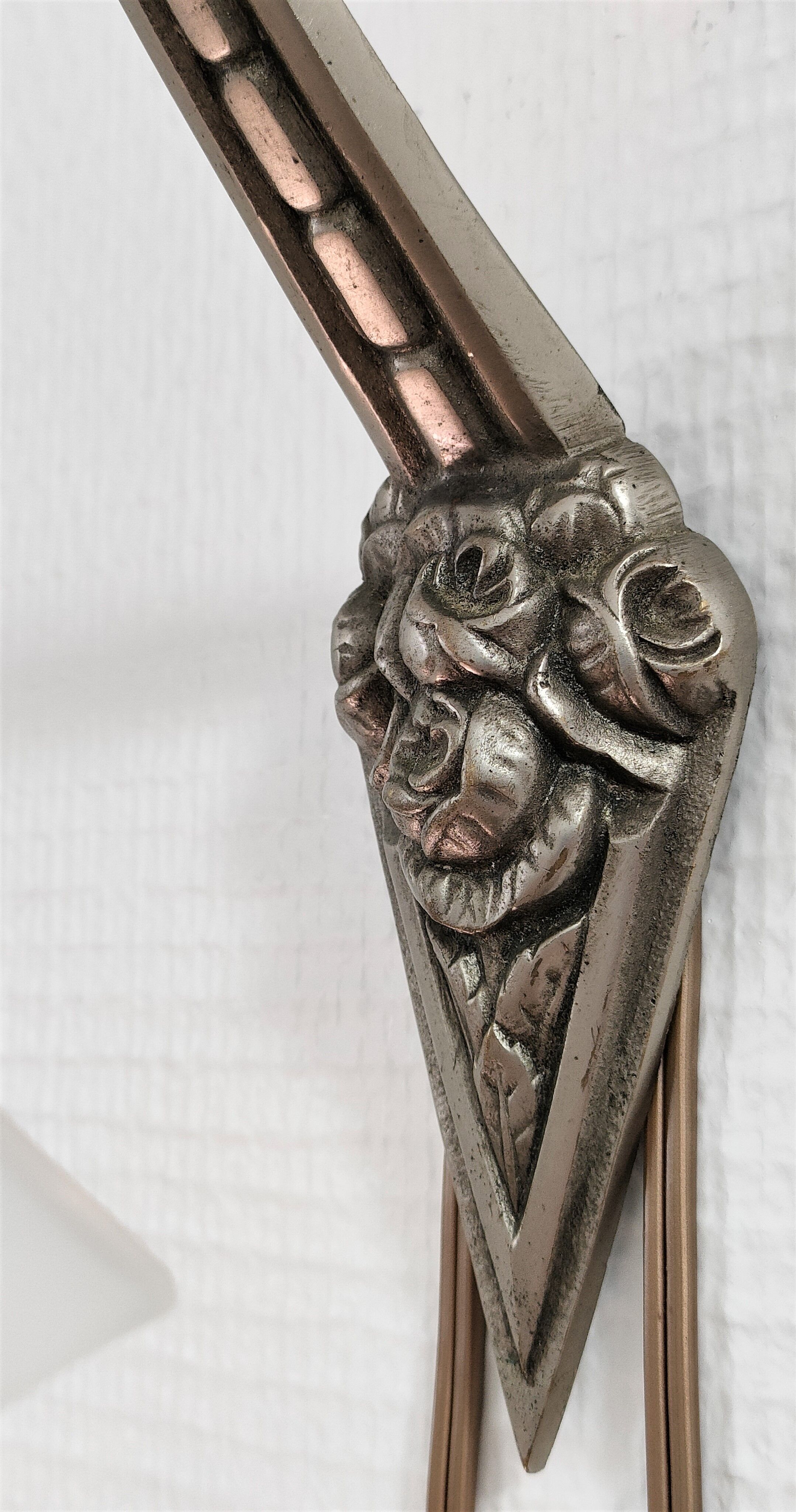 Art Deco wall lamp bronze silver patina and frosted glass