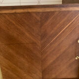 Buffet with 4 sliding doors, vintage wood and Formica