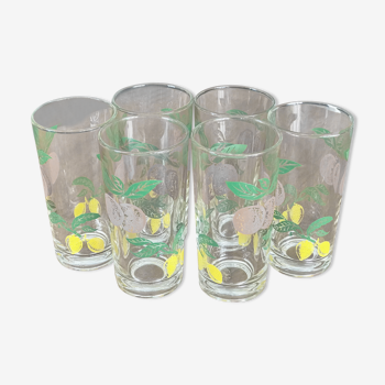 6 verres orangeades vintage