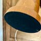 Turned wood base lamp with spun lampshade