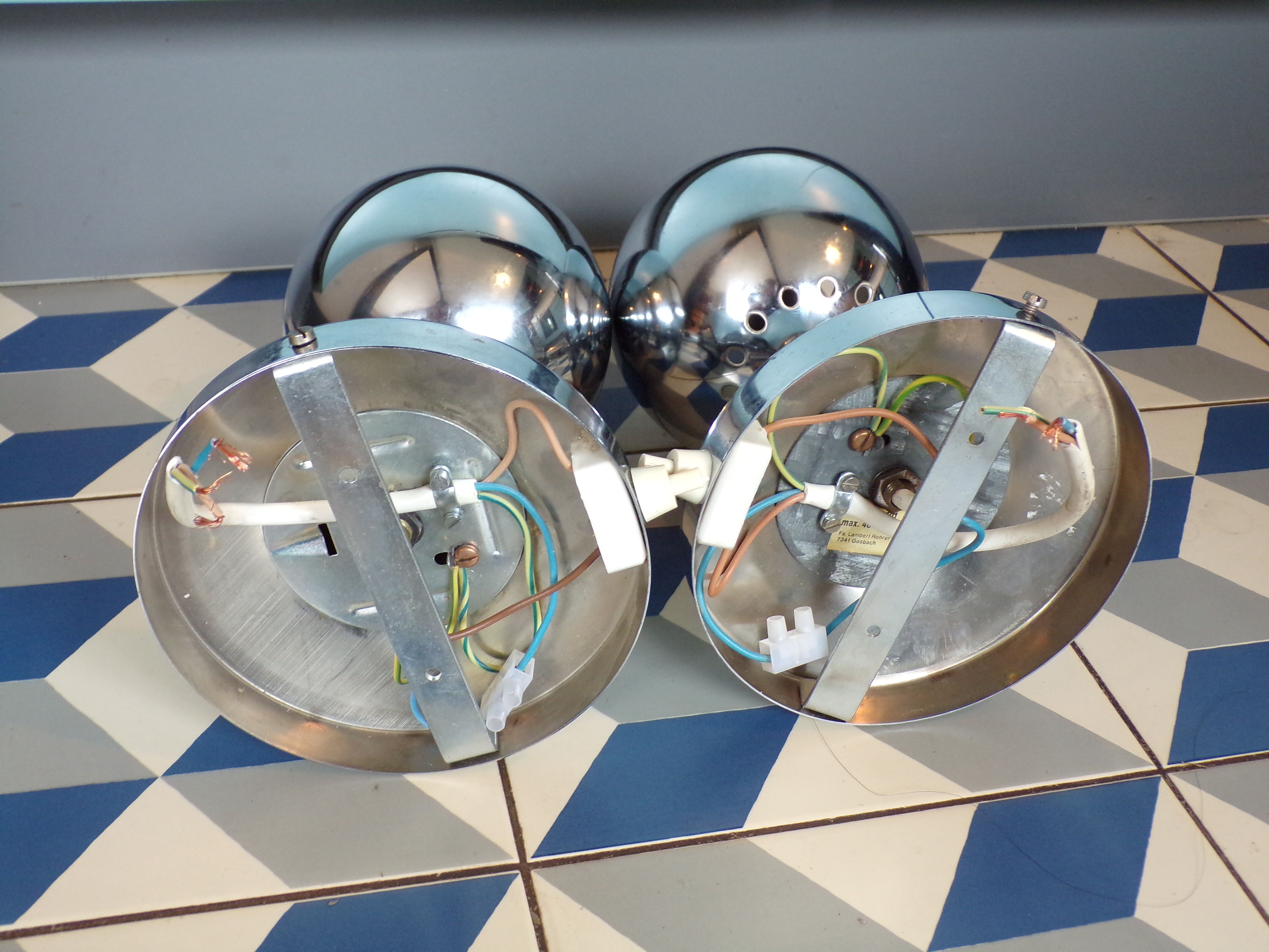 Pair of Lambert Rohrer eye-ball wall lamps