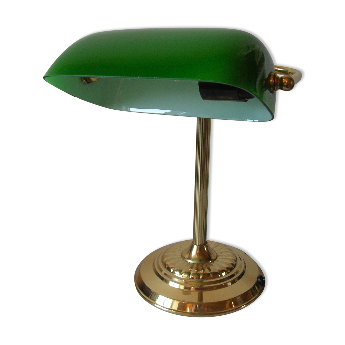 Notary desk lamp and adjustable lampshade green and white deco library