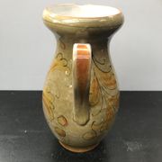 Ancien pichet tiam céramique beige décor fleurs vintage
