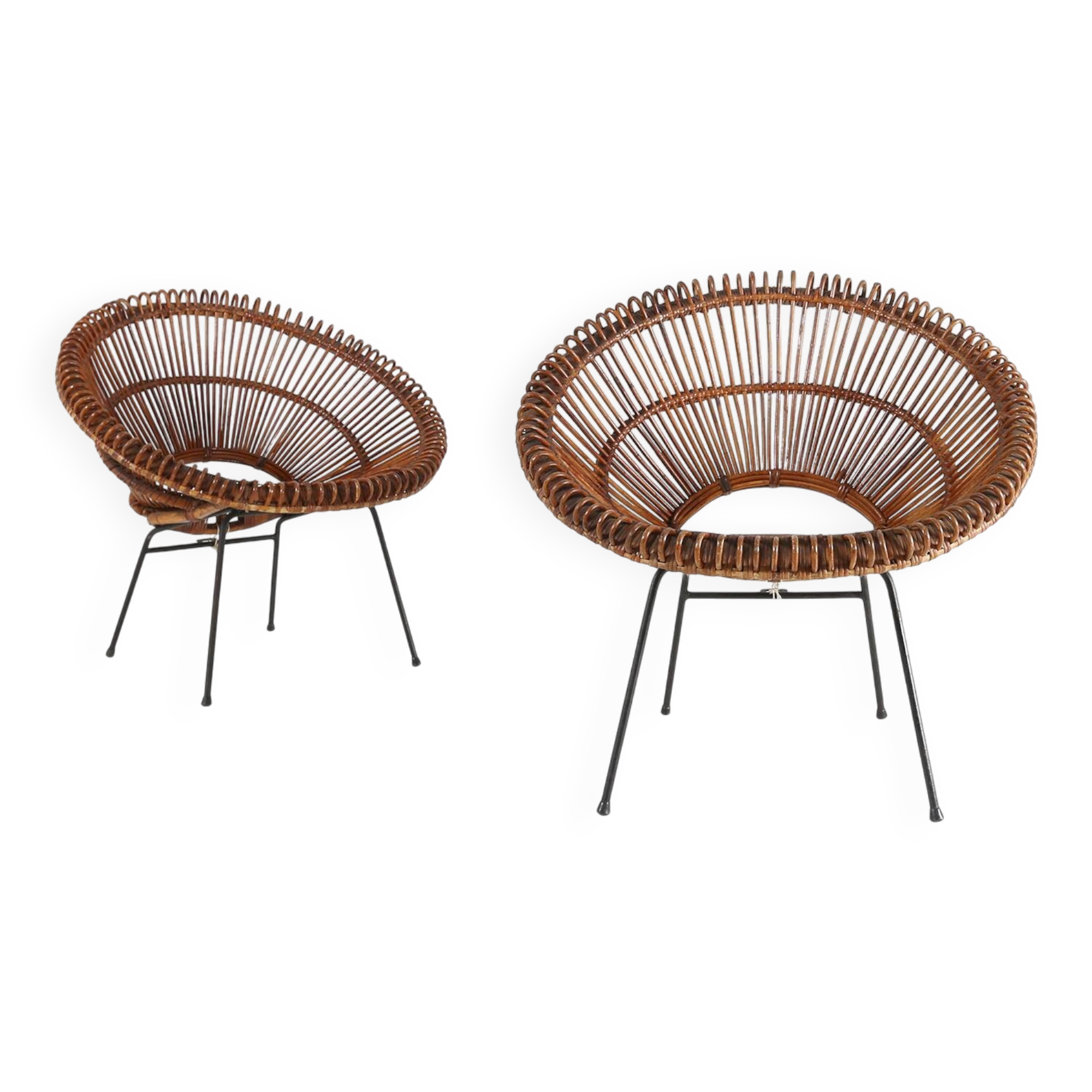 Pair of rattan Lounge Armchairs, 1960s