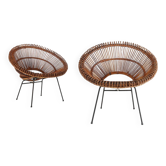 Paire de fauteuils lounge en rotin par Janine Abraham & Dirk Jan Rol, années 1960