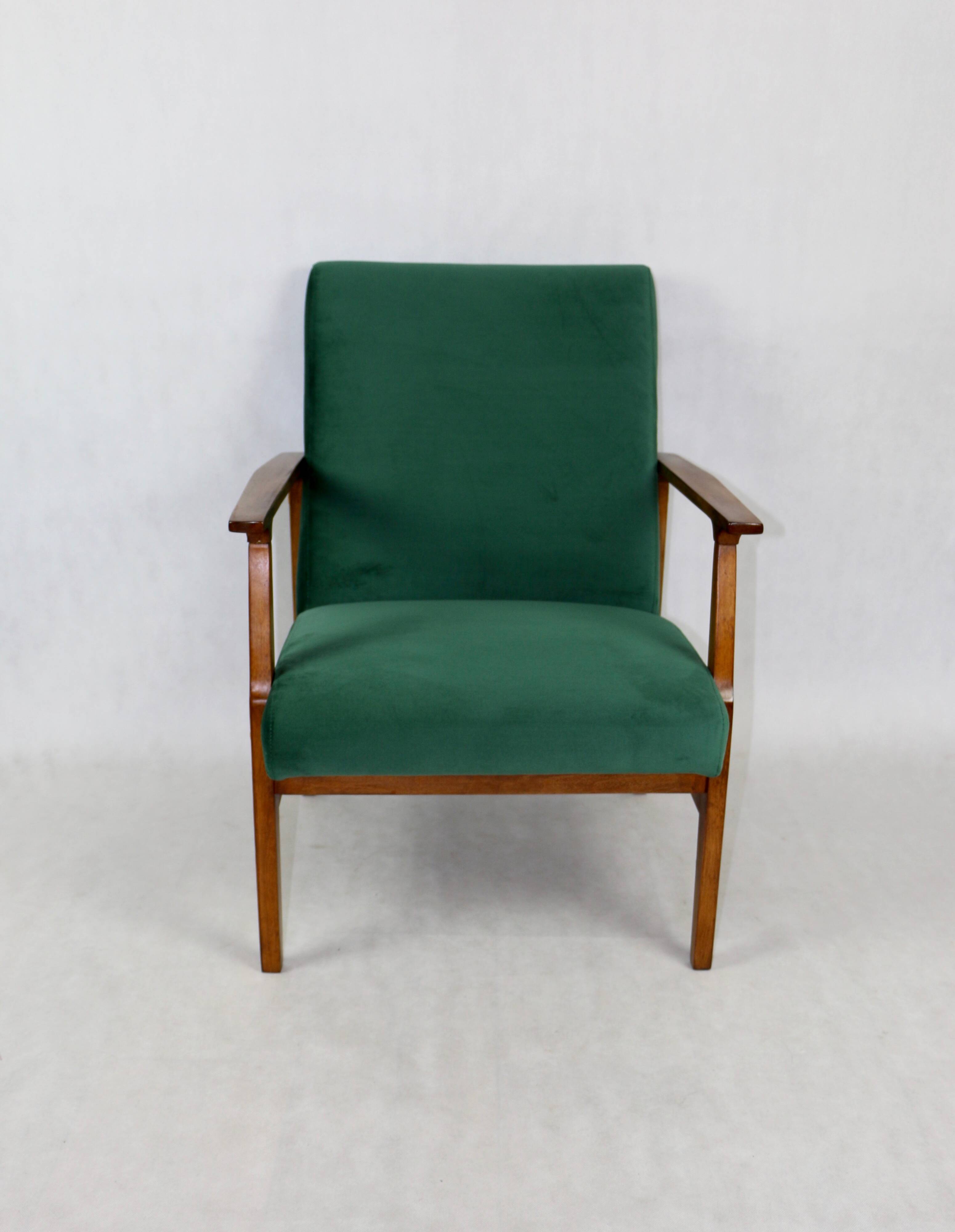 Chaise longue vintage en velours vert, années 1970