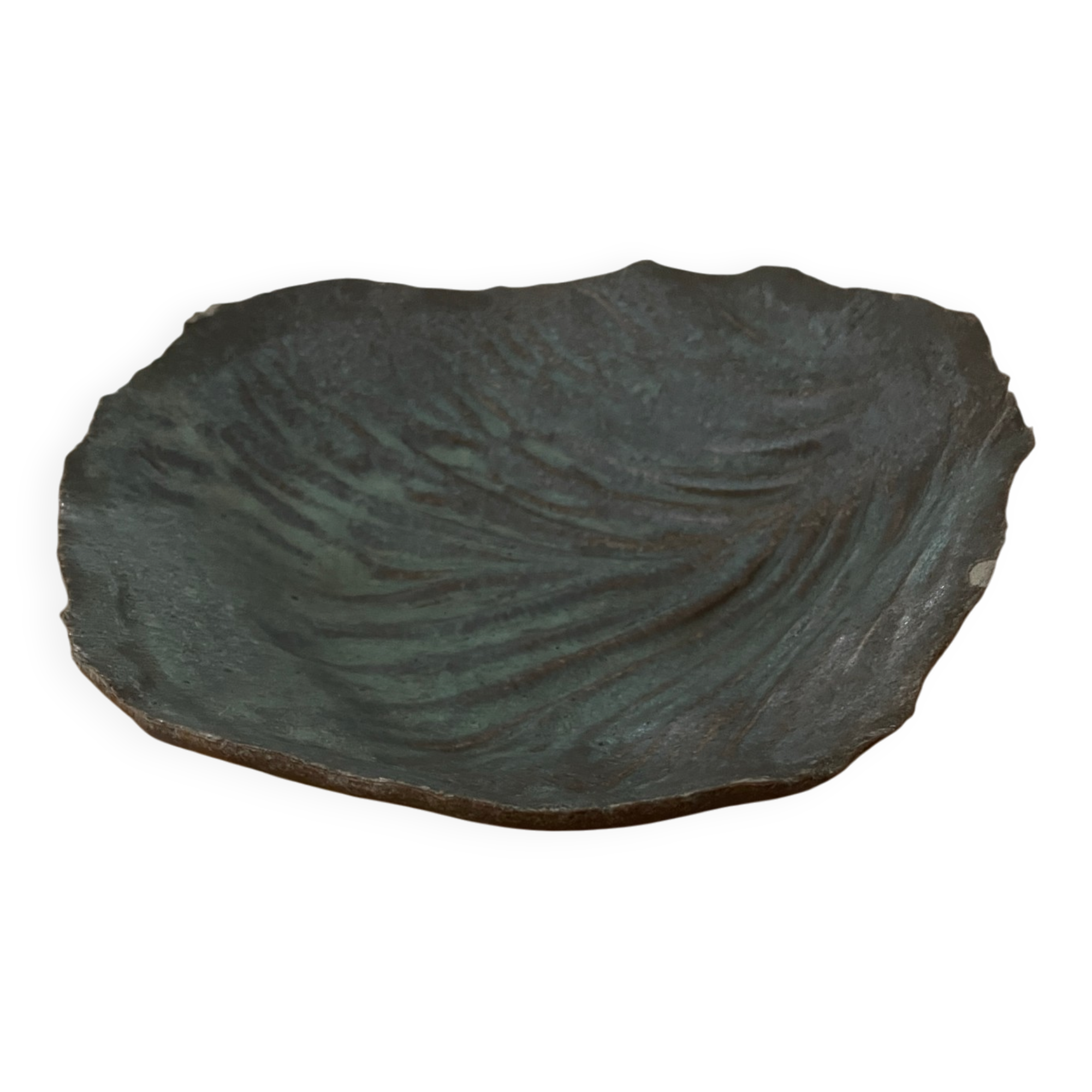 Antique ceramic cabbage leaf catchall.