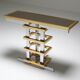 Brass and chrome console with 1970 Duchise glass tray