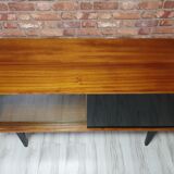 Renovated Violetta Display Cabinet with sliding glass doors, 1970s, Poland