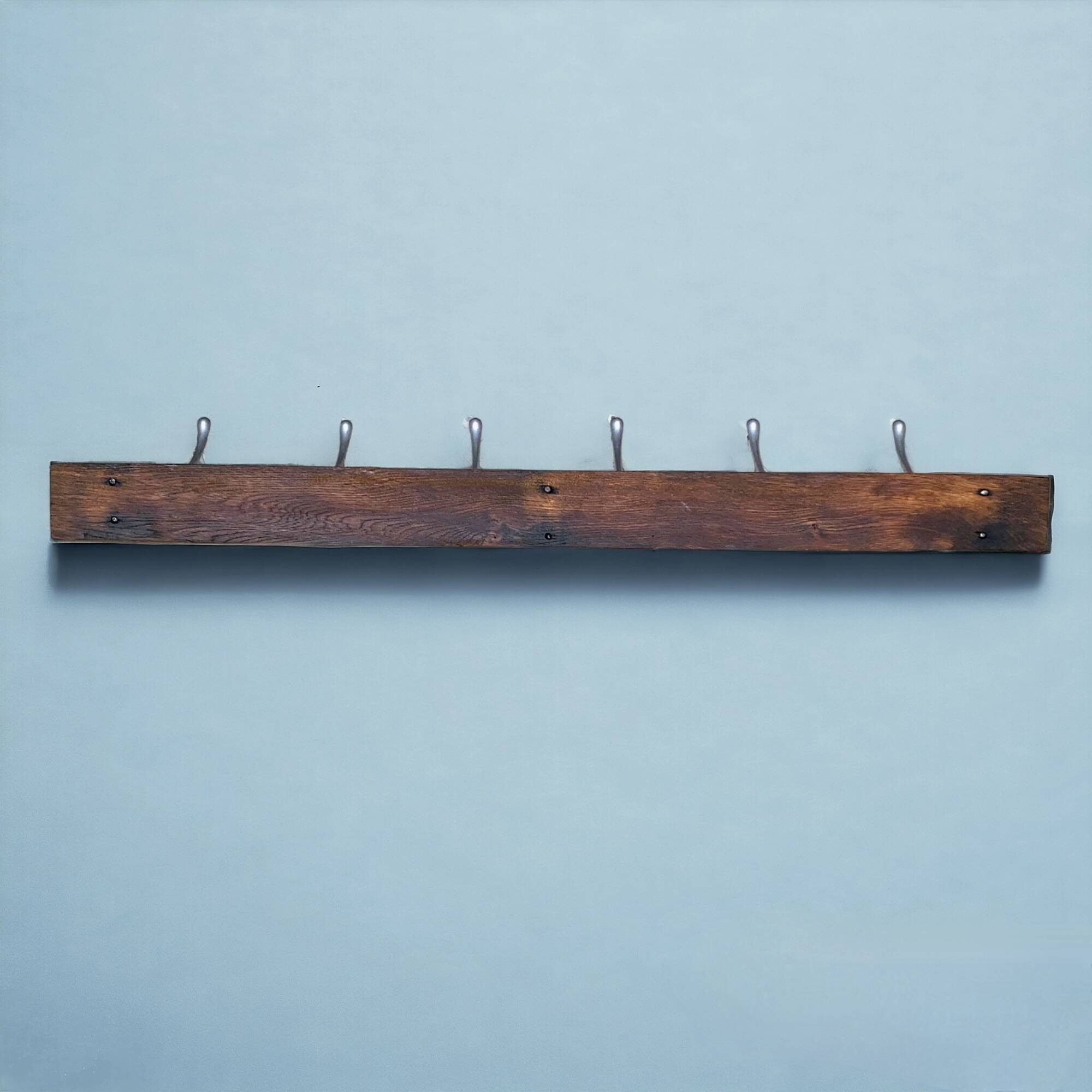 Vintage wall-mounted coat rack in solid wood - 6 hooks