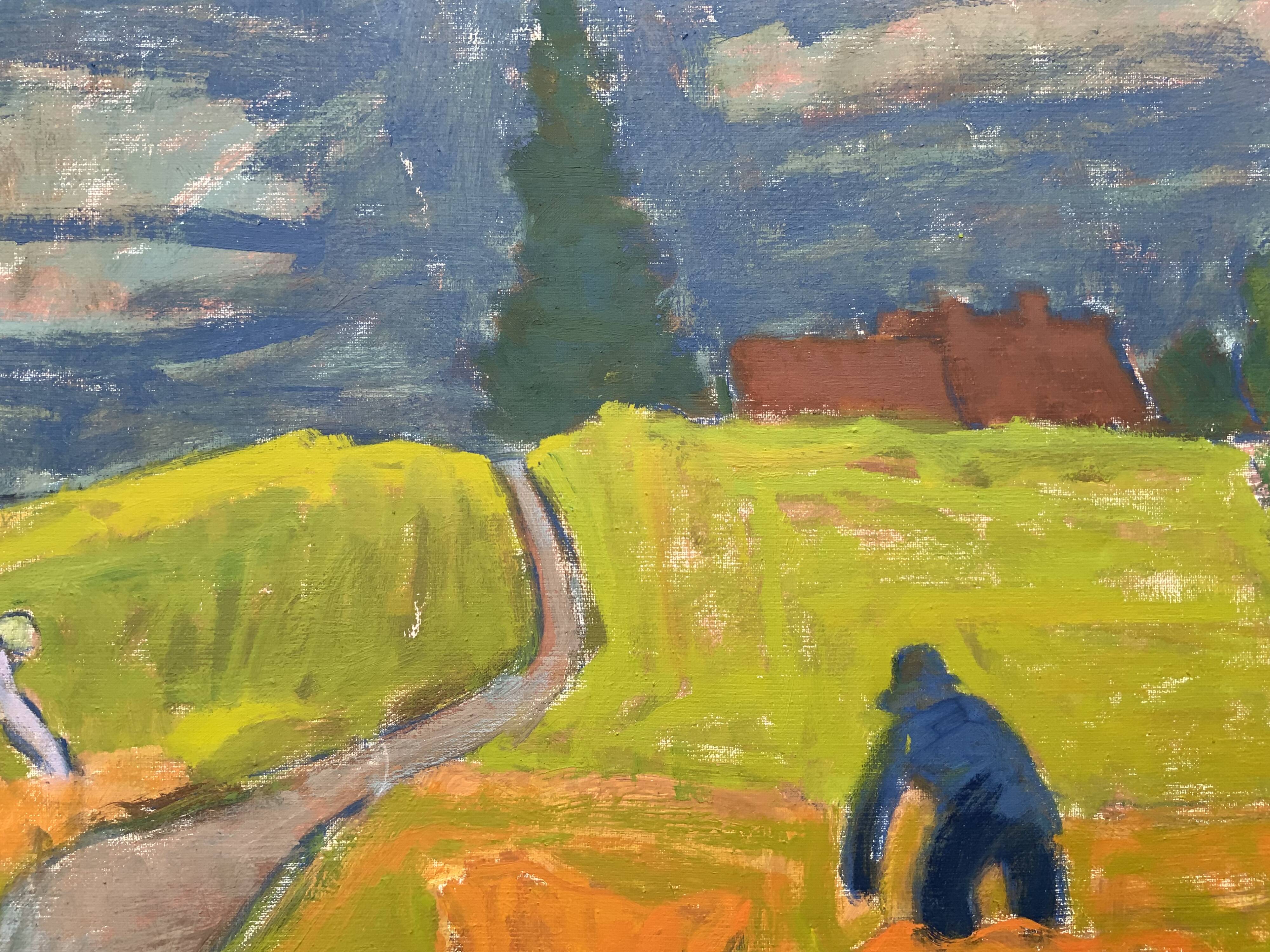 Svan Grandin (1906- 1982) Large Vintage Oil on Canvas Landscape, signed