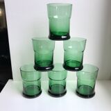 Set of 6 green glasses design 70s