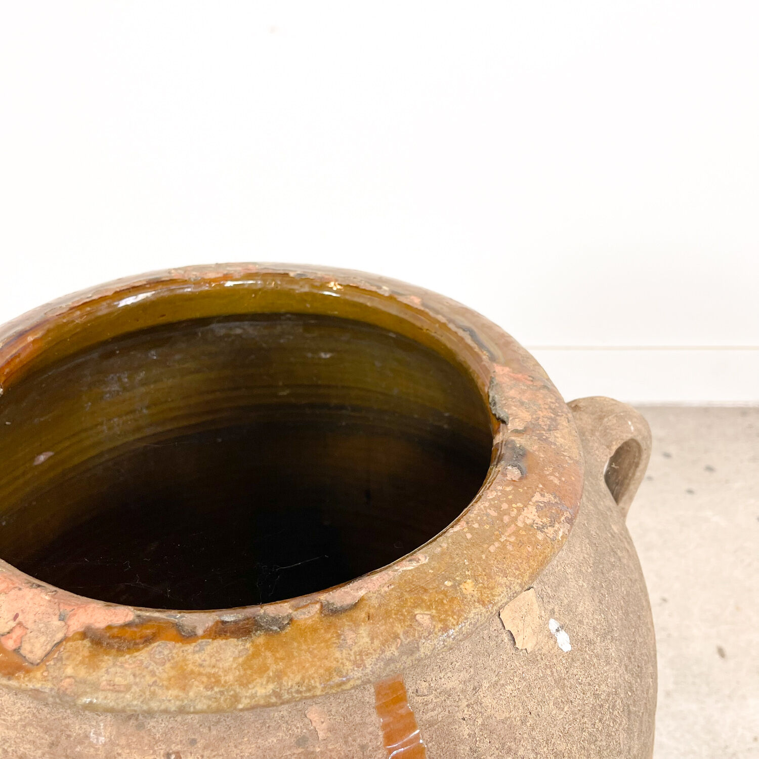 Antique mediterranean spanish terracotta olive jar