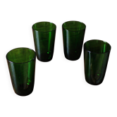 Un lot de 4 grands verres Vereco vert vintage