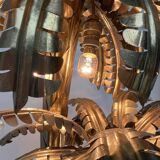 Brass palm tree table lamp with 4 trunks