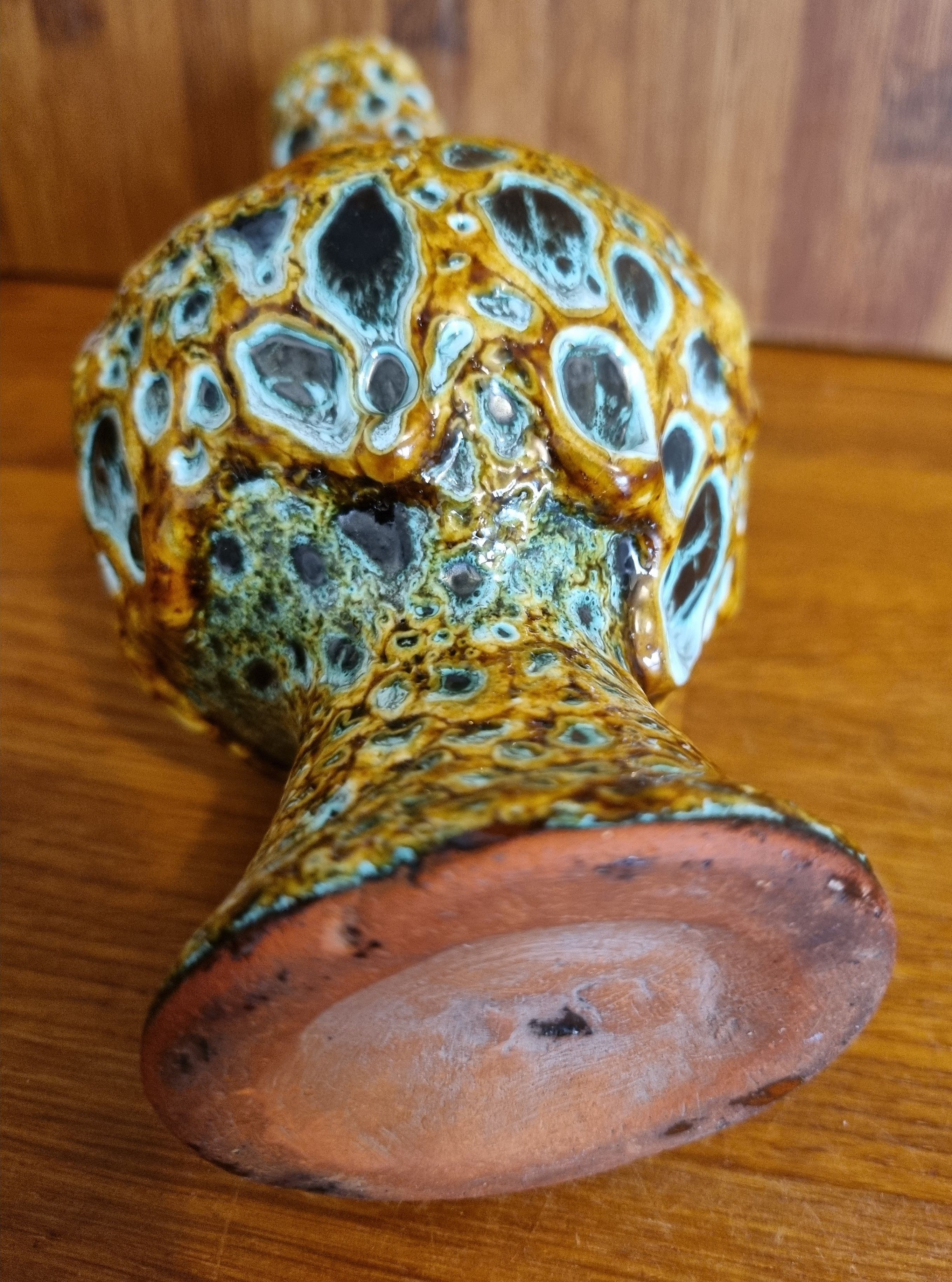 Ceramic ewer vase from La poterie du Cyclope in honey enamels