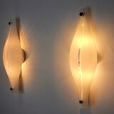 Pair of Cat's Eye wall lamps by Murano Mazzega, blown glass, Italy, 1960
