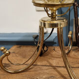 Table lamp, tripod, golden brass, vintage, 50s