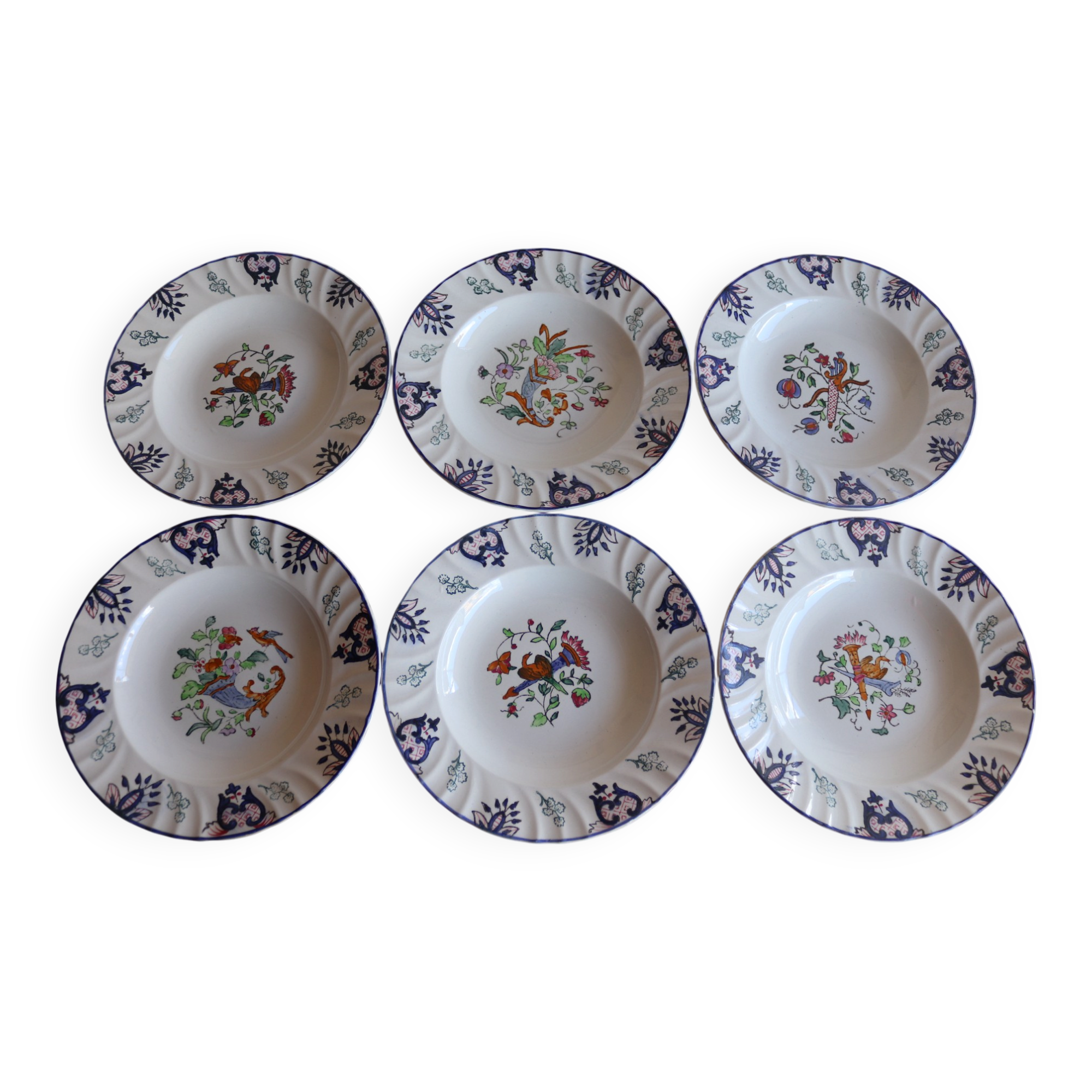 Set of 6 Longwy plates model Rouen