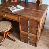 Vintage administrative desk - solid walnut with drawers