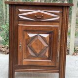 Art Deco chest of drawers in solid wood, dark satin oak finish, 1 door