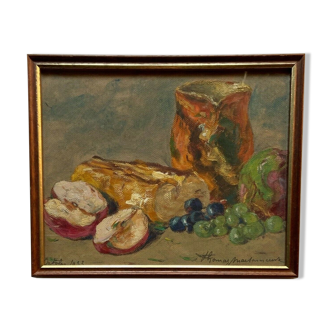 Aquarelle sur papier par thomas maisonneuve nature morte octobre 1933