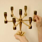 Swedish vintage brass seven arm candelabra by Gusum