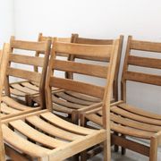 Series of six vintage Scandinavian oak chairs, Kurt Ostervig