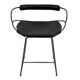 Contemporary sculptural bar stool c. Black smoked metal backrest and black leather.