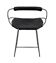 Contemporary sculptural bar stool c. Black smoked metal backrest and black leather.