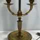 Bronze hot water bottle lamp with tin blind 2 lights