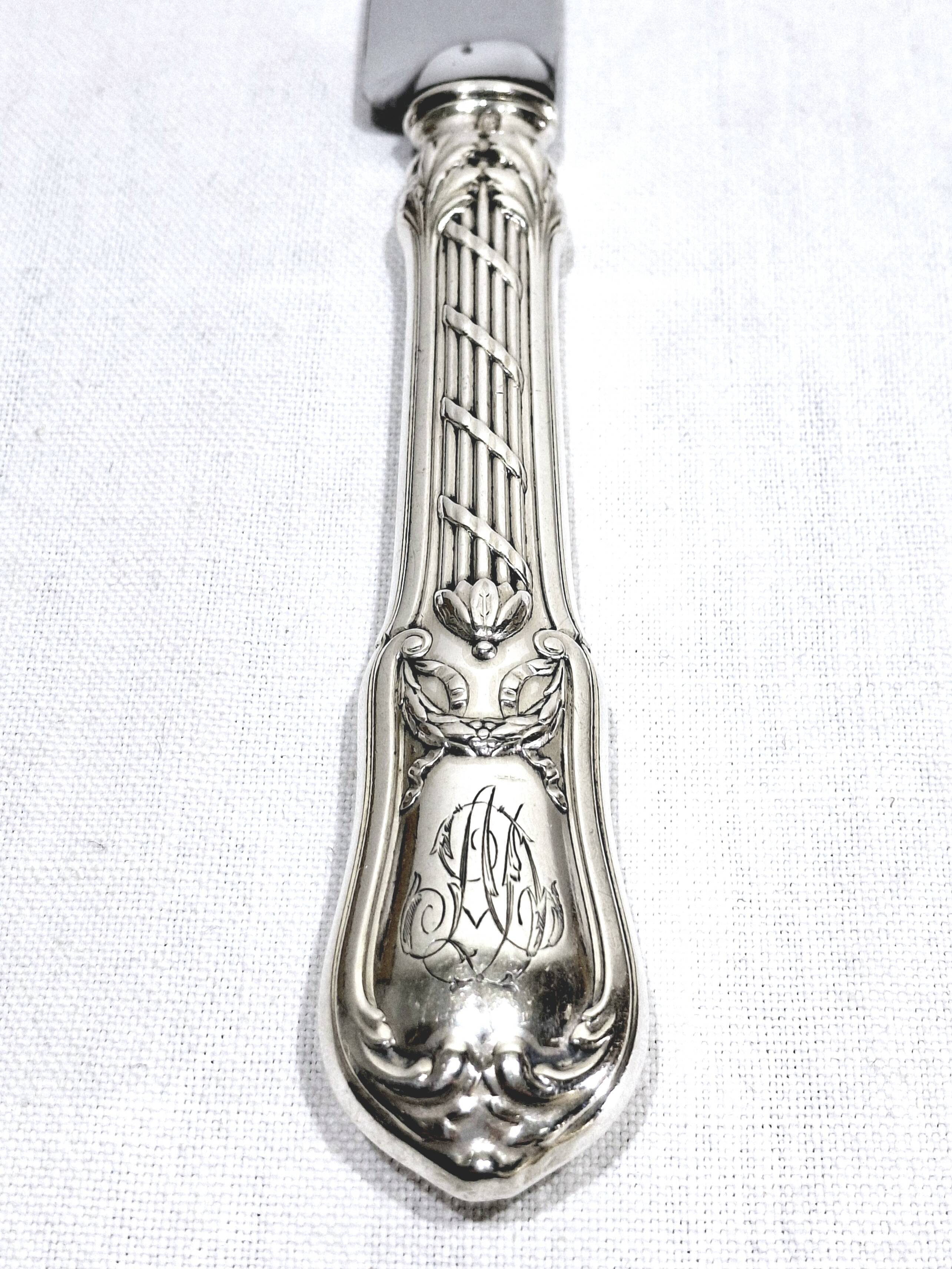 MARTIAL GAUTHIER / GEORGES FLAKENBERG - 12 KNIVES WITH SILVER HANDLES