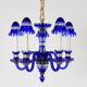 1940s Blue All Glass Chandelier, Czechoslovakia