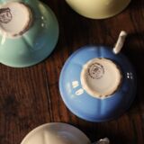 4 Céranord colored and gilded coffee cups