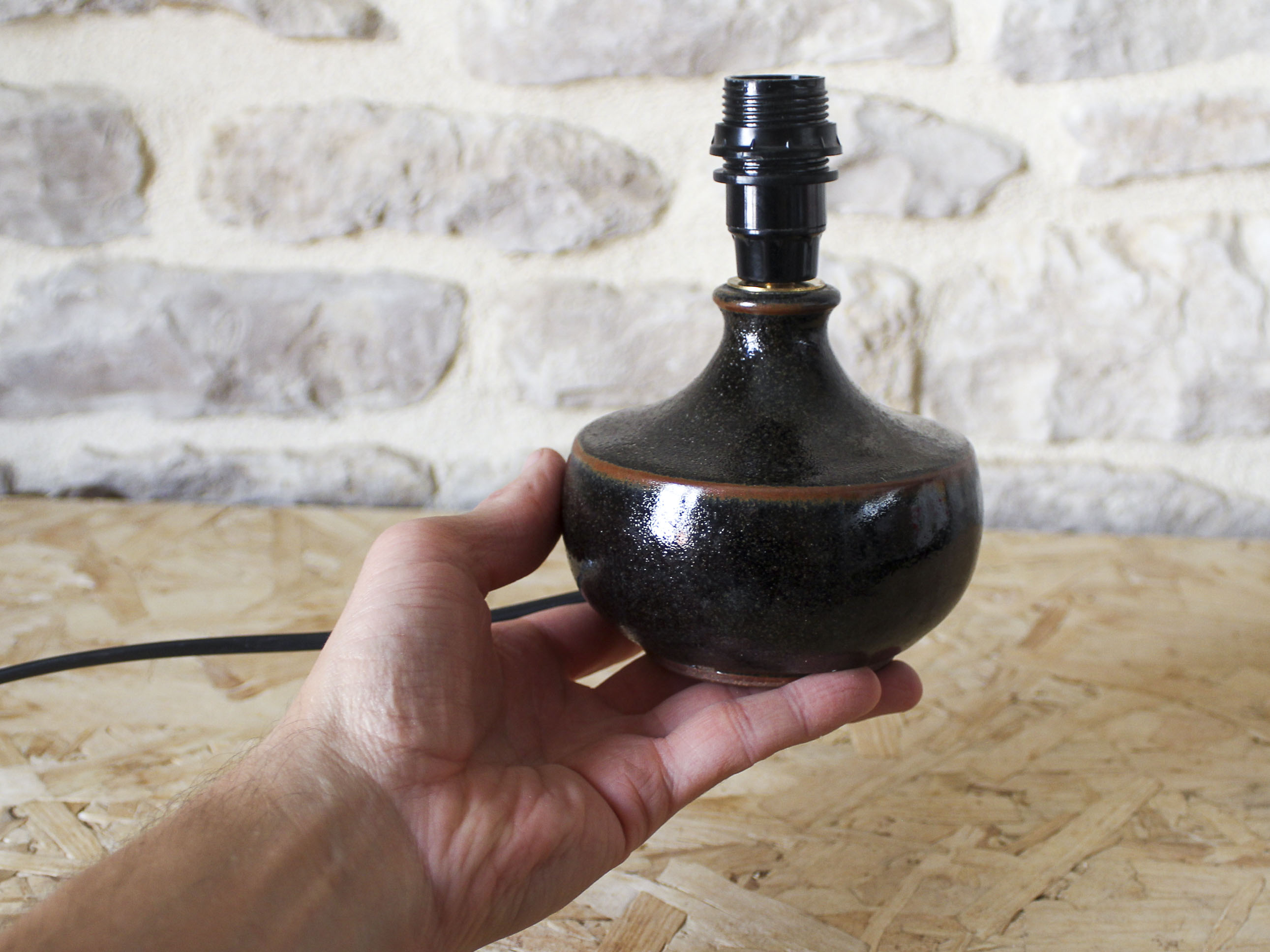 Bedside lamp foot in glazed stoneware François Baumlin