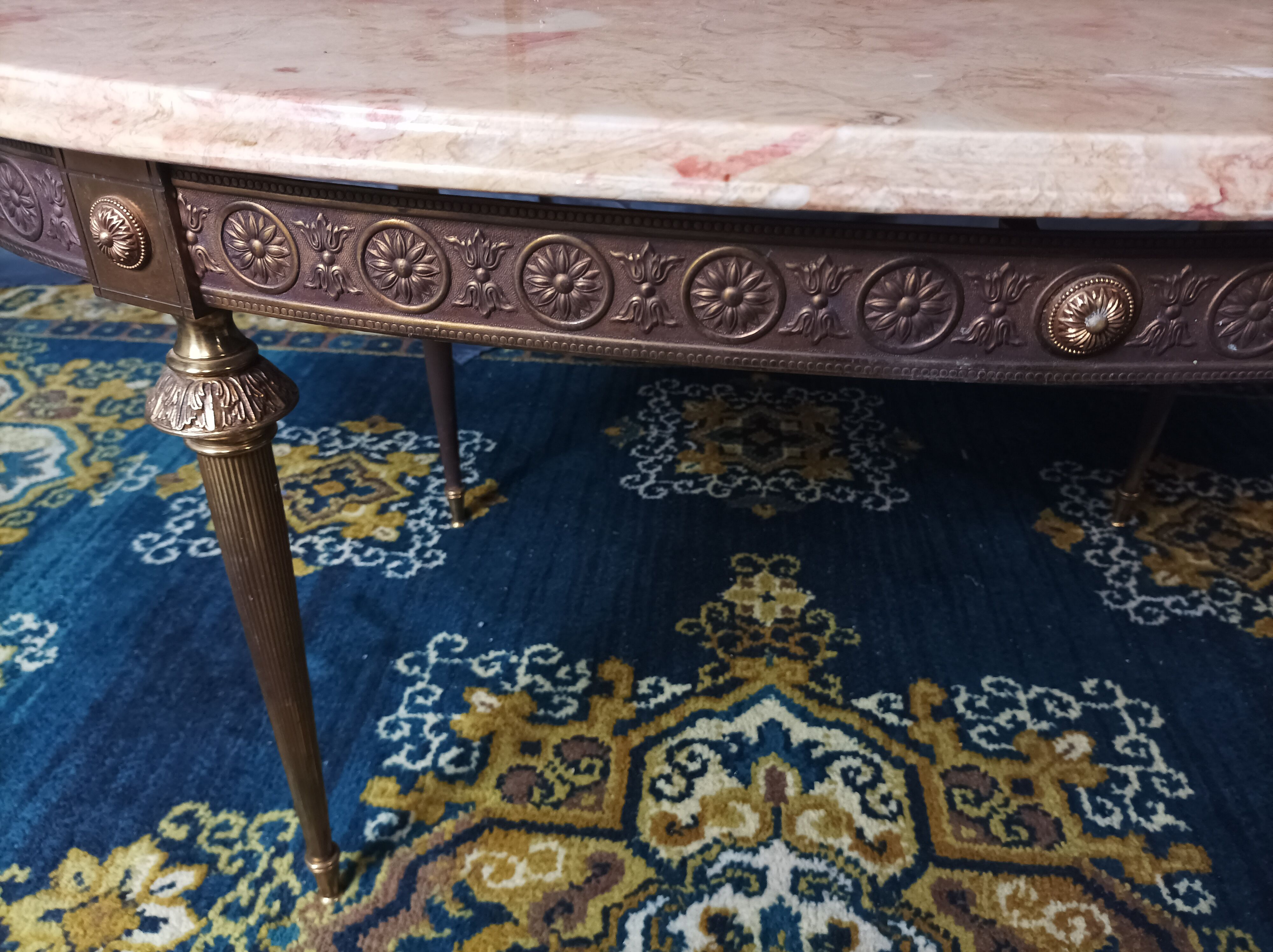 Coffee table in brass and marble 1960