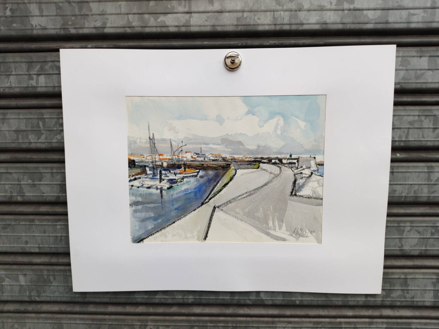 Watercolour by Michel Roubille. The island of Yeu 2000.