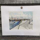 Watercolour by Michel Roubille. The island of Yeu 2000.